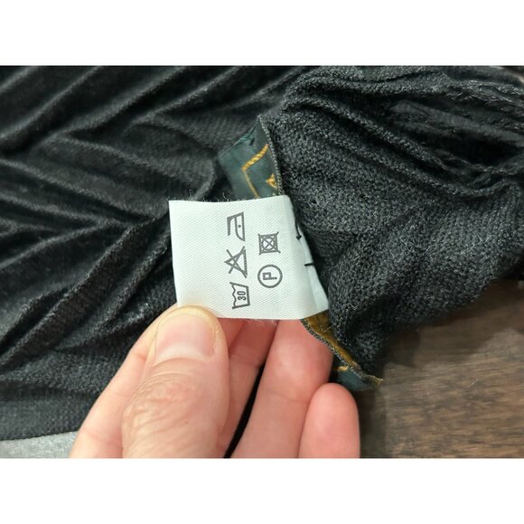 Dolce Vita Textured Cashmere Scarf Black One Size Fringe Trim Neck Wrap Shawl - Picture 5 of 9